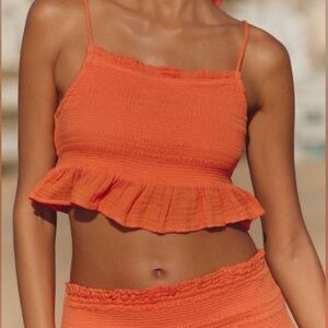 🟠NWT CELANDINE by ANTHROPOLOGIE Gauze Crop Cami in Orange